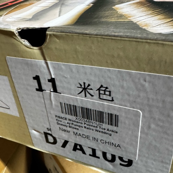 NEW 🚨OFF WHITE COLOR 🚨 FISACE Womens Low Mid Square Heel Ankle Strap Sandal - Picture 8 of 8